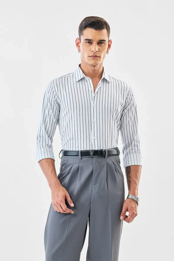 Stripes 100% Cotton Slim Fit Luxe Shirt